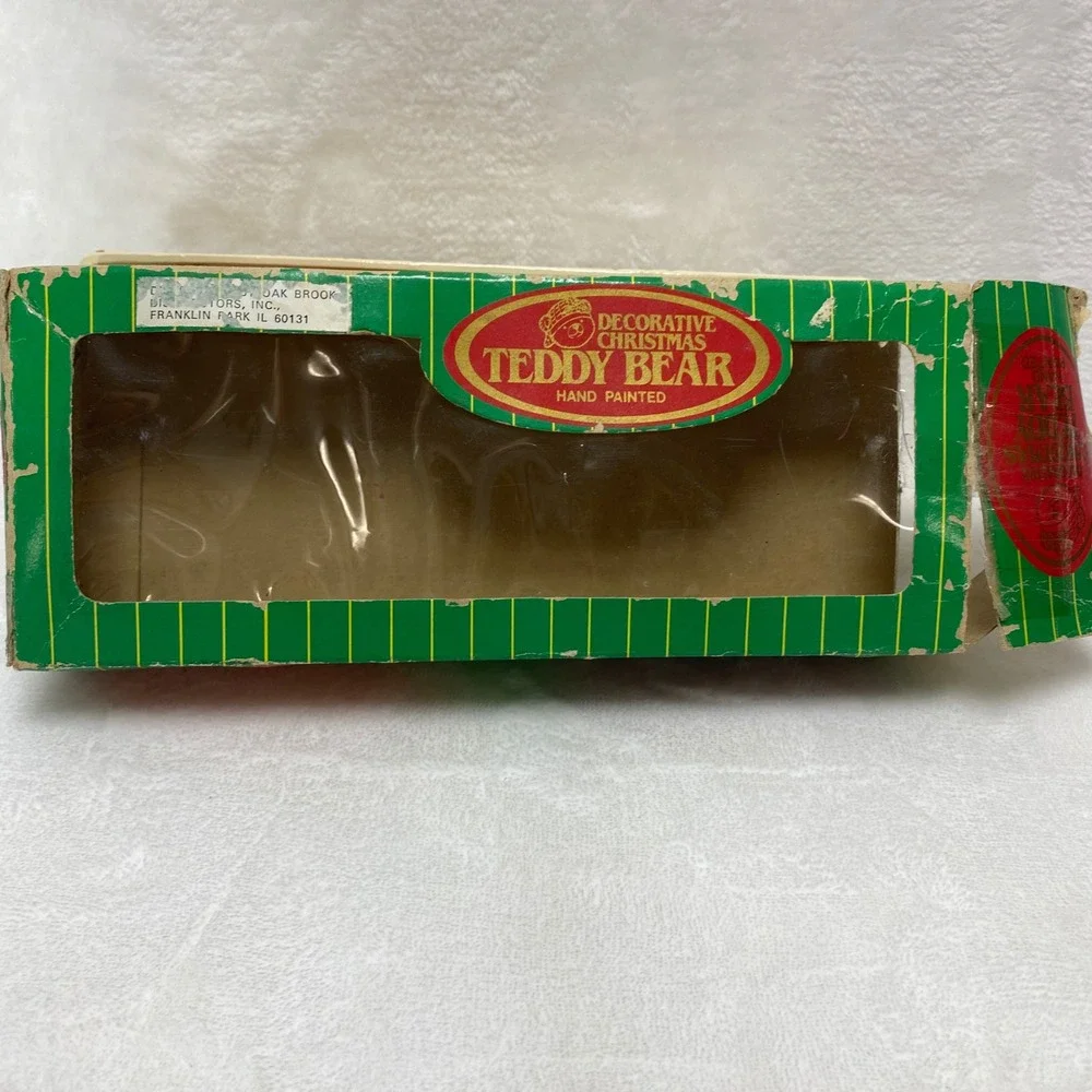 VTG Dept 56 Set of 4 Christmas Teddy Bear Hand Painted Ornaments Santa‎